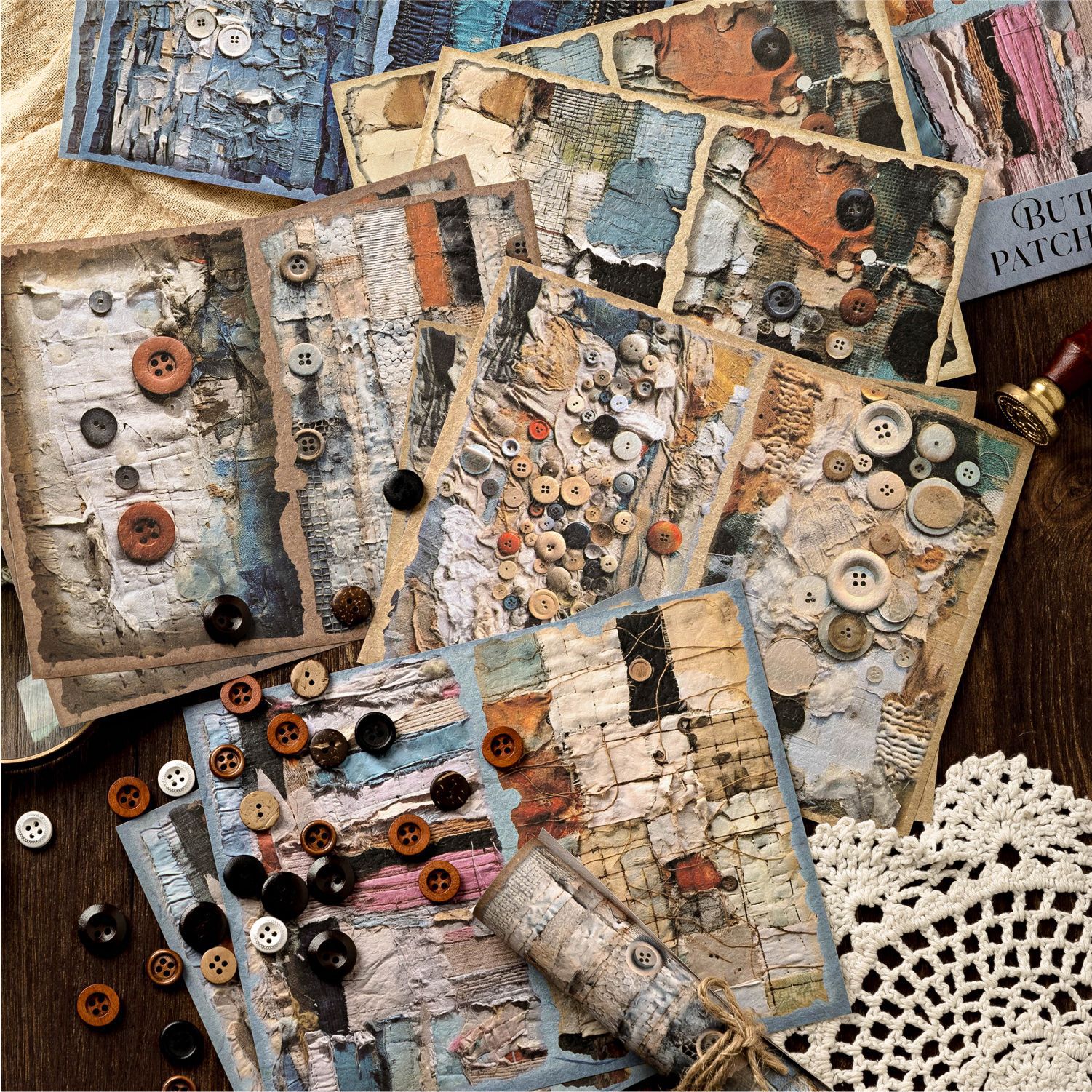 Mo Mo retro doble disfrute paquete de papel material de papel empalme de fragmentos de papel retro papel de material rasgable papel de base de cuenta manual