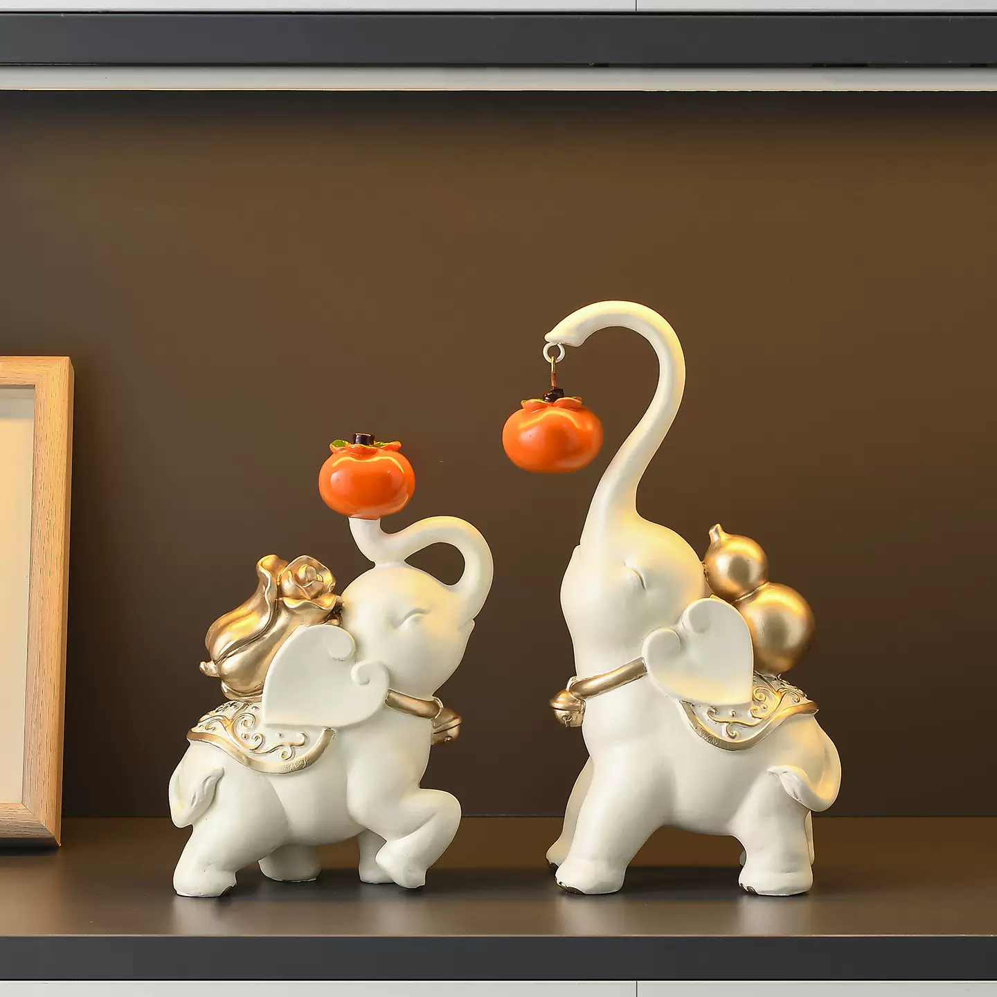 柿柿如意大象摆件轻奢高档客厅招财电视柜酒柜装饰品乔迁新居礼品