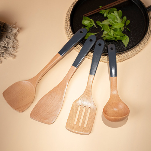 Creative Painted Beech Wood Spatula Soup Spoon Household Stir-Fry Spatula Ladle Kitchen Utensil Set Non-Stick Pan Spatula Wholesale