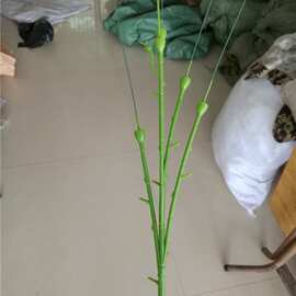 厂家供应仿真花枝头 54厘米5头玫瑰花枝 情人玫瑰花枝杆配件批发