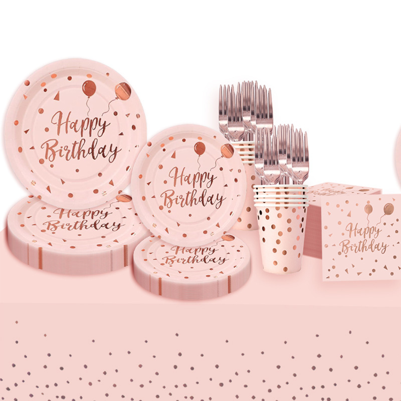 Hot Rose Gold Disposable Birthday Paper Tray Paper Cup Party Layout Dessert Paper Tray Multi-size Wedding Paper Cup