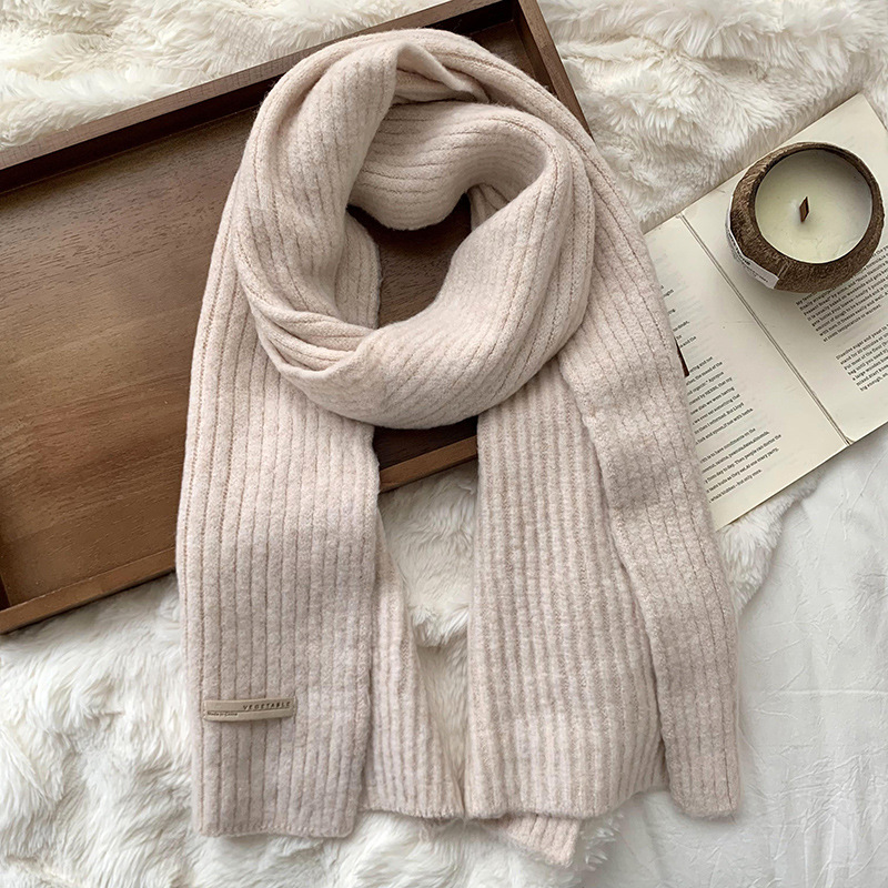 Bufandas mujeres invierno 2025 nuevo calentamiento engrosado suave azul helado imitación de lana de color sólido bufandas de punto