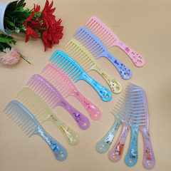 Adorable cartoon printed wide-tooth comb for curly and straight hair, beauty hair comb, durable PVC candy color, does not break, tangle-free medium-tooth comb