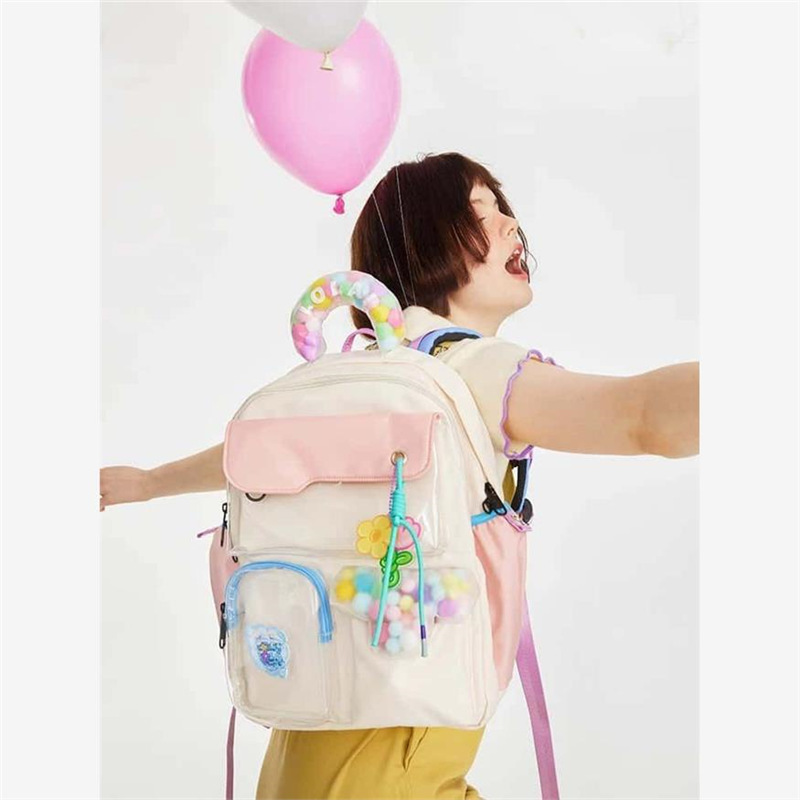 LOLA DESIGN甜美少女双肩包痛 小众设计包双肩书包大容量背包旅行