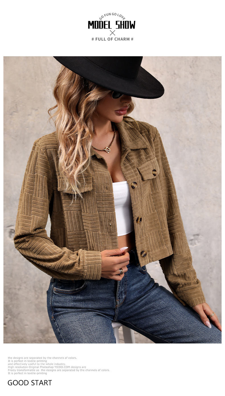 autumn new women's corduroy solid color clothing jacket_voghion.com