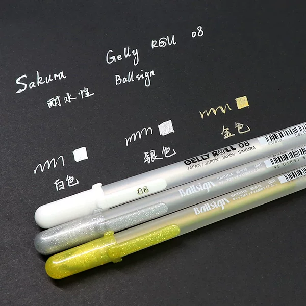 Japanese Cherry Blossom Highlighter Pen Single Piece, Pearlescent Fluorescent Gold, Silver, White Marker Pen Art Set