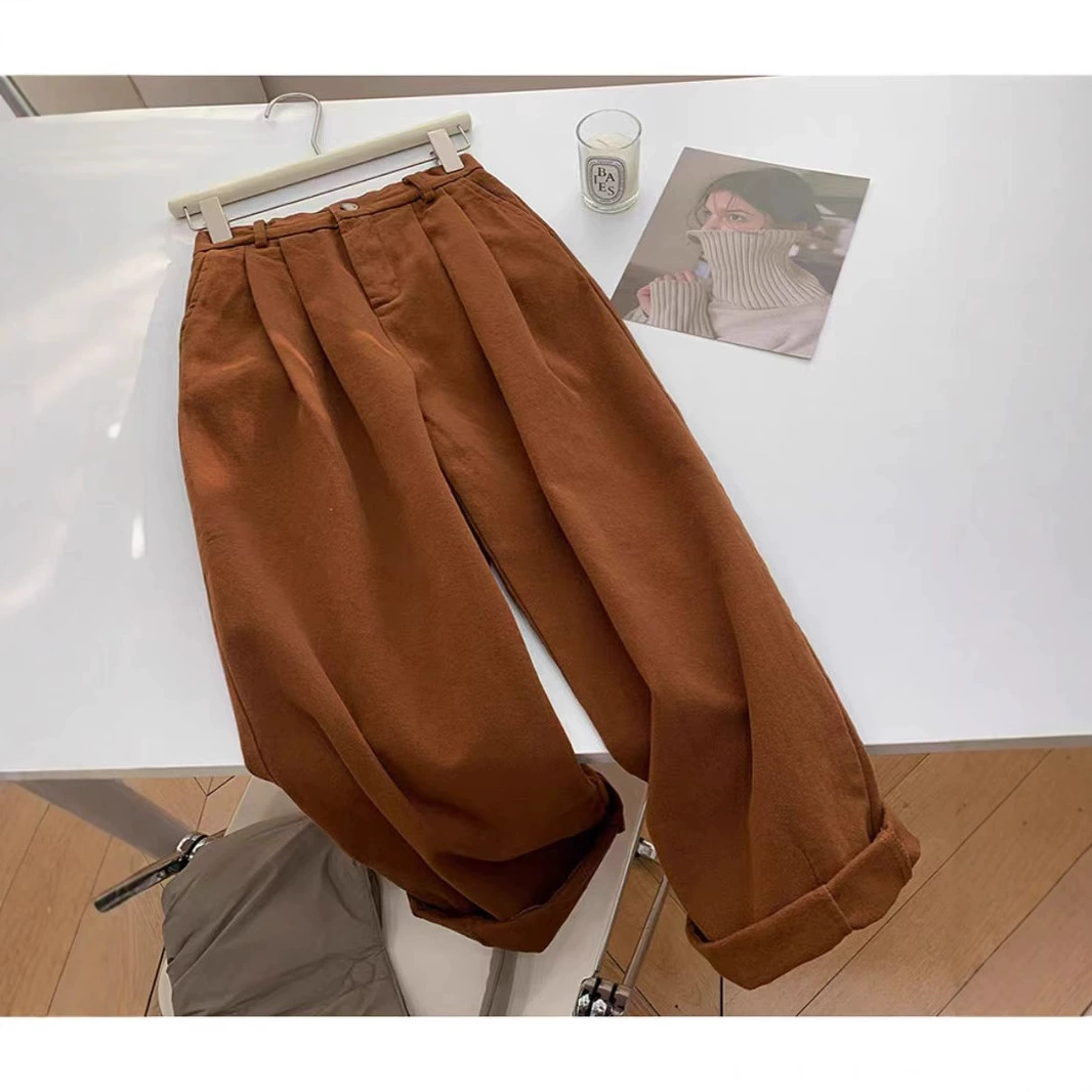 CHAO огонь рекомендуется! Карамельный тыква 2025 весна и осень новый стиль повседневные комбинезоны женские прямые брюки широкие брюки