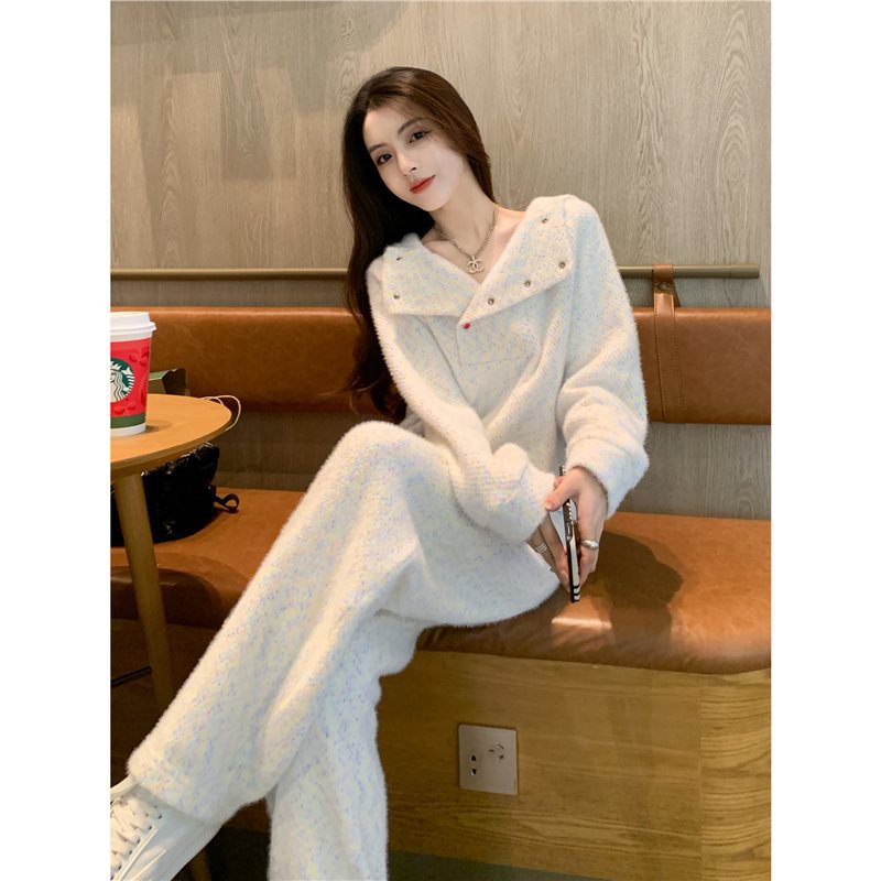 Shenzhen Nanyou Winter Clothing Set, Simple, Stylish, High-End, Elegant, Age-Reducing, Casual Sports Suit for Women, Two-Piece Set