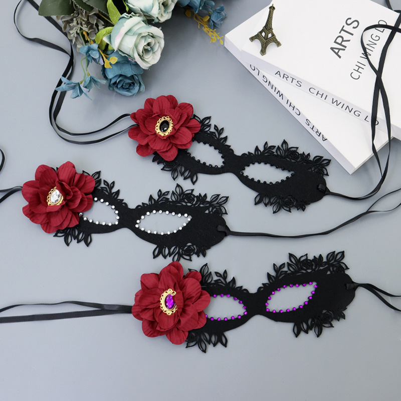 Halloween no tejido máscara de mitad de cara para niñas máscara de encaje máscara cos mascaras de baile accesorios de vestir