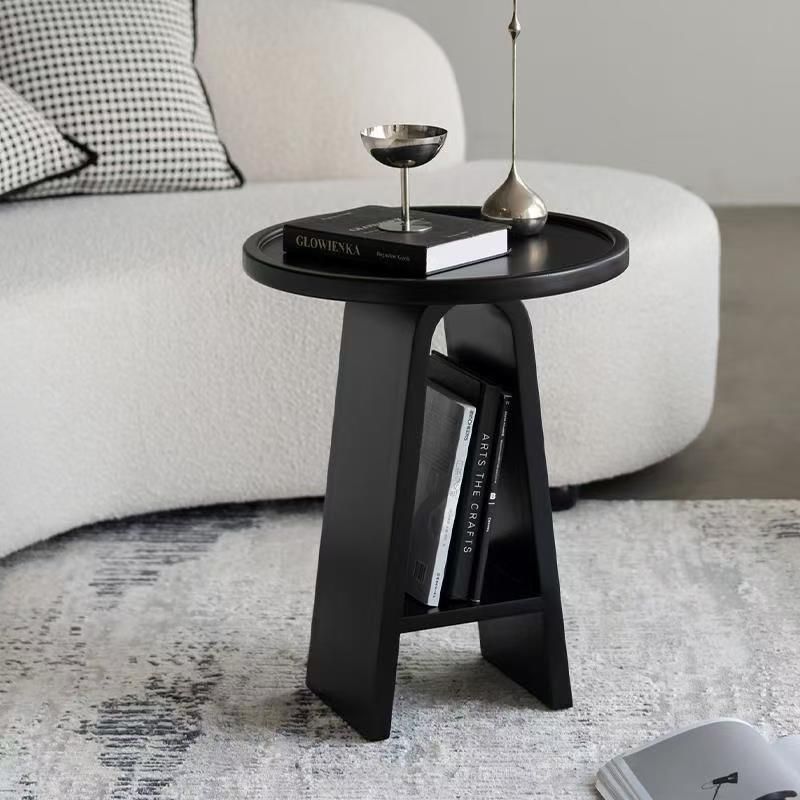 Black Wrought Iron Sofa Side Table for Small Spaces, Bedside Table, Living Room Corner Table, Modern Minimalist Round Coffee Table