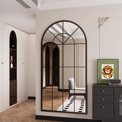 フランス式レトロ全身鏡家庭用方角格子偽窓壁掛け鏡北欧中古着衣鏡客間装飾鏡