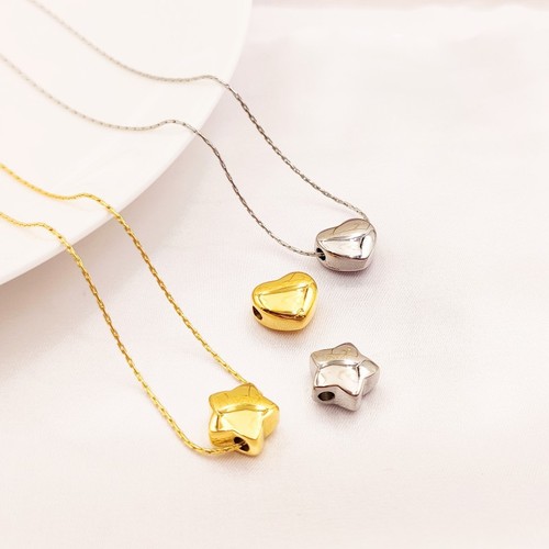 ins titanium steel cross hole peach heart cross hole love five-pointed star non-fading 18K pendant DIY jewelry accessories