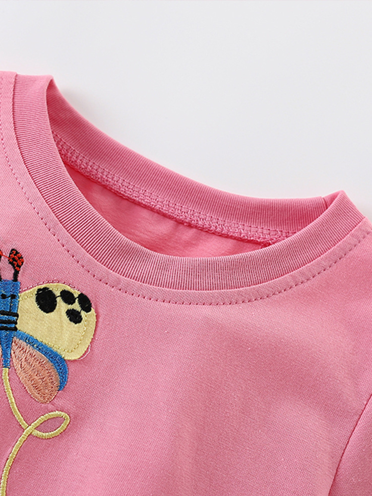 Malwee niñas chaqueta de verano nueva camiseta europea y americana para niños bordados de estilo extranjero de cuello redondo ropa de niños mangas cortas