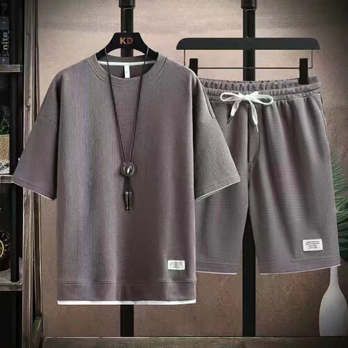 Men's Short Sleeve Summer Casual Sport T-Shirt and Hoodie Set, 2-Piece Men's Clothing T-Shirt and Shorts