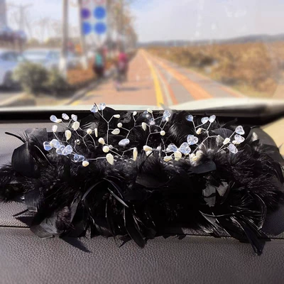 Anti-slip mat | ladies - crystal-bead-black-rectangular-feather-cushion
