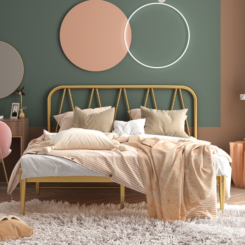 Nordic wrought iron bed 1.5m simple modern princess bed single/double 1.12m reinforced trendy bed