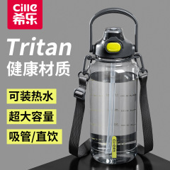 希乐水杯大容量男生户外便携大号tritan夏季学生吸管杯子运动水壶