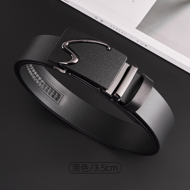 高級ビジネスベルト男性高級感トップ層牛革ベルト男性ファッションファッション男性自動バックル本革