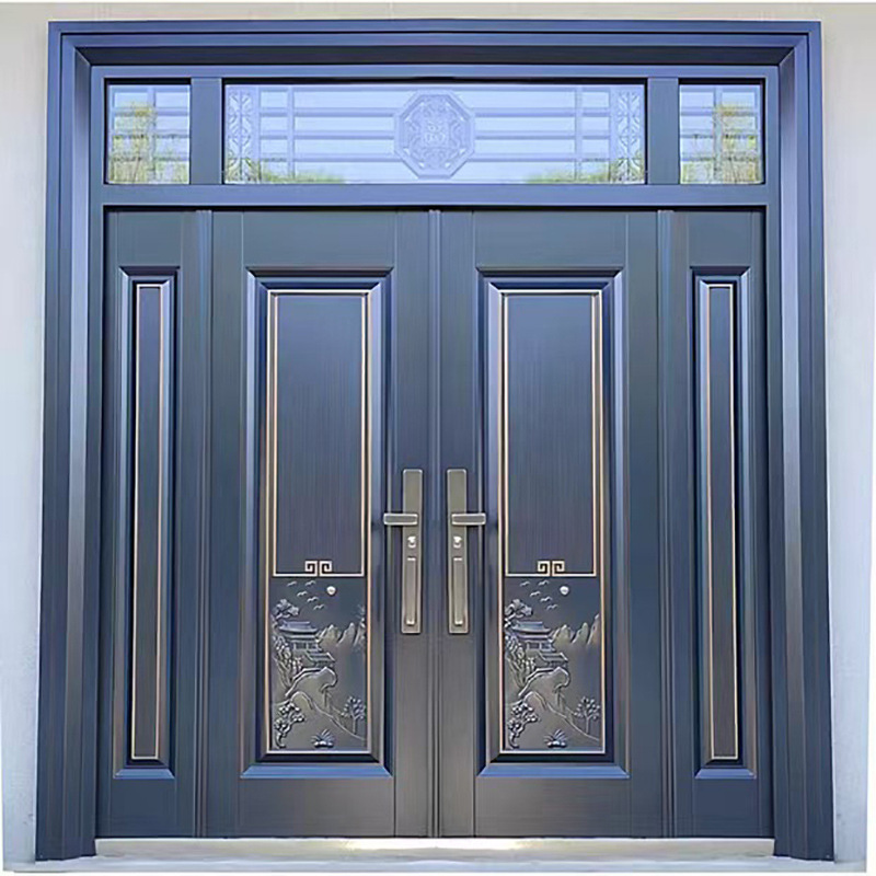 Zhejiang Manufacturer's Self-Built House Entrance Door, Imitation Copper, Copper-Zinc Alloy Villa Door, Double-Opening Anti-Theft Door Zhejiang Manufacturer's Self-Built House Entrance Door, Imitation Copper, Copper-Zinc Alloy Villa Door, Double-Opening Anti-Theft Door