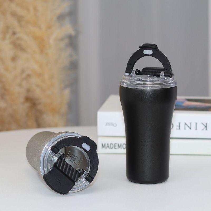 跨境高颜值双饮咖啡杯简约不锈钢保温杯便携车载冰花漆随行礼品杯|undefined