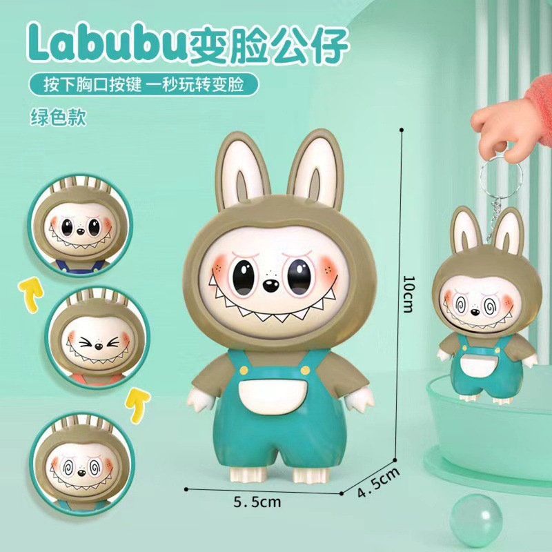 国境を越えた人気のLabubu顔が変わる漫画キーホルダー人形ペンダントプレス顔が変わる減圧おもちゃ|undefined
