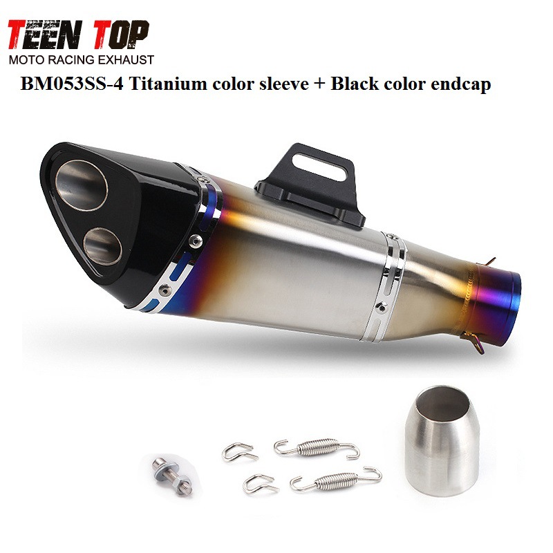 Motorcycle Modified Yoshimura Double Outlet Triangular Oblique Exhaust Pipe 400Nk 650Nk Z750 Universal Tail Section 51mm