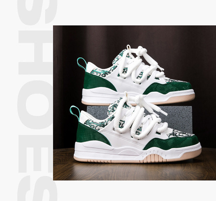 Giày sneaker unisex cổ thấp đế dày phối màu, thân lưới thoáng khí, form rộng dễ mang — Trắng, đen chi tiết 12