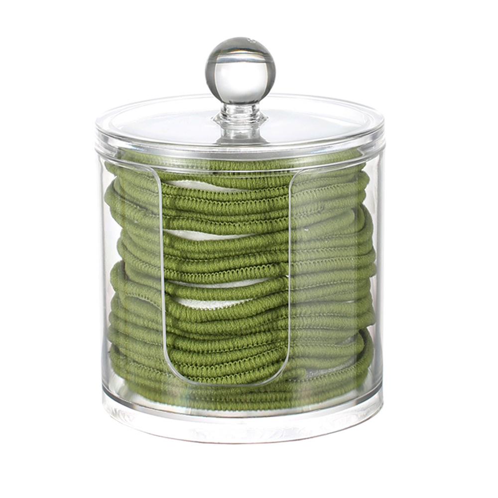 Acrílico contenedor redondo portátil caja de almacenamiento de soplo de algodón cosmético algodón hisopo removedor de maquillaje caja de almacenamiento de superposición de algodón