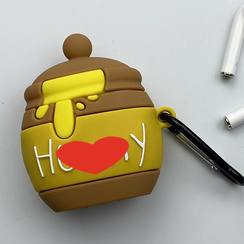 Защитный силиконовый чехол для Apple AirPods / AirPods Pro, дизайны в мультяшном стиле с карабином, милый