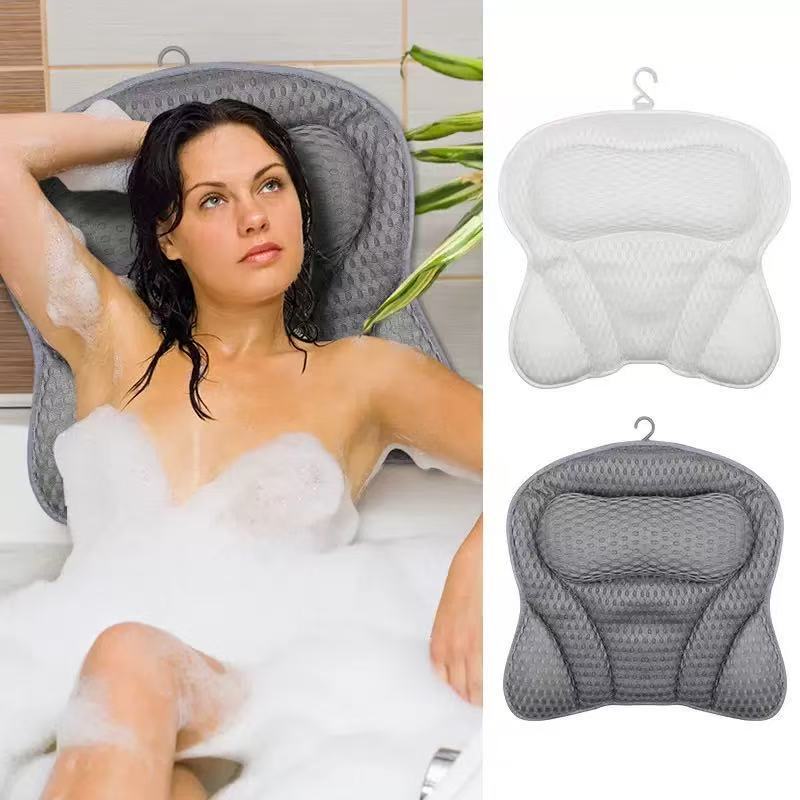 in stock Bathtub Cushion with Pillow Sucker Cross-border Special for Hotel Bathroom Bath Cushion Non-slip Bathtub Pillow