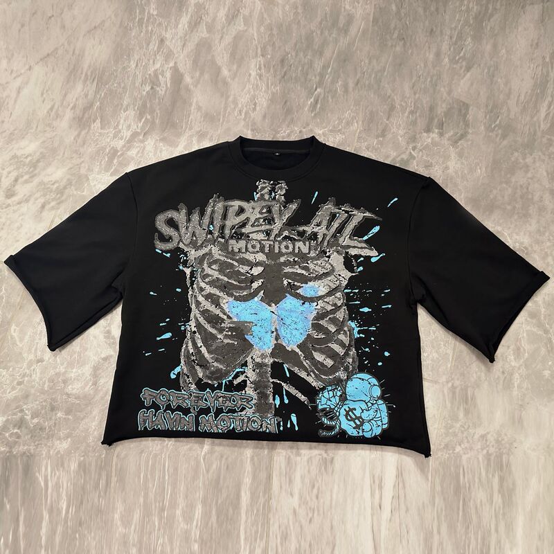 クロスボーダー商品即売wishえび皮夏ファッションメンズバイク機関車3dプリントtシャツ|undefined