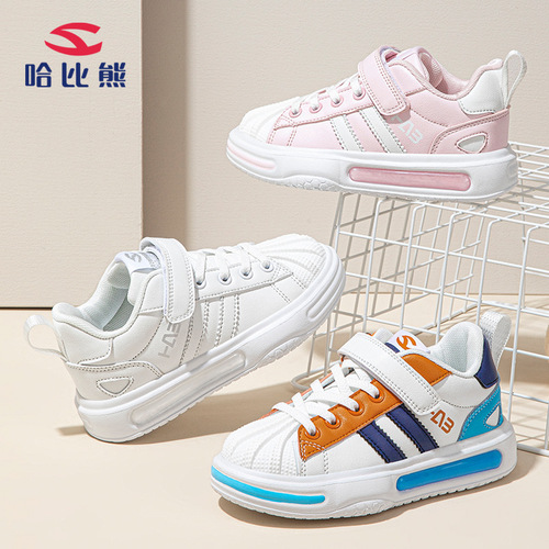 Baby Bear Autumn Leather Surface Boys' Leisure Shoes New Girls' Training Shoes Soft Sole Children's Board Shoes Direct Factory Sale