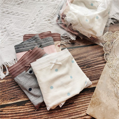 1757 cream polka dots#retro cute contrasting colors comfortable little dots cotton lace sexy women's underwear