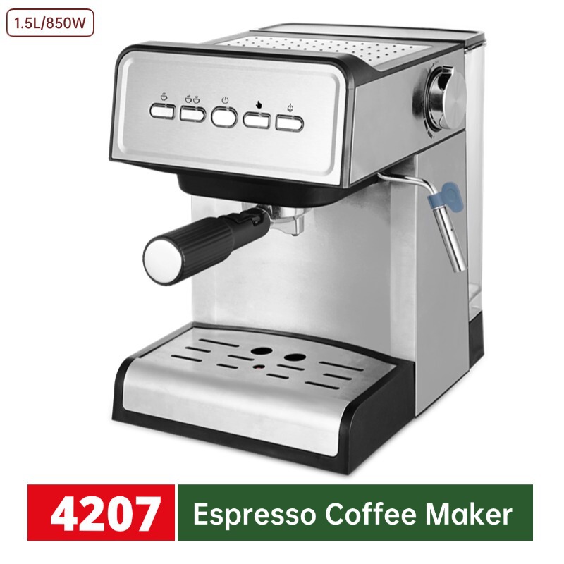 European Standard 15Bar Espresso Machine for Home Use, Pump Pressure Steam Milk Frother, Semi-Automatic, Retro Style