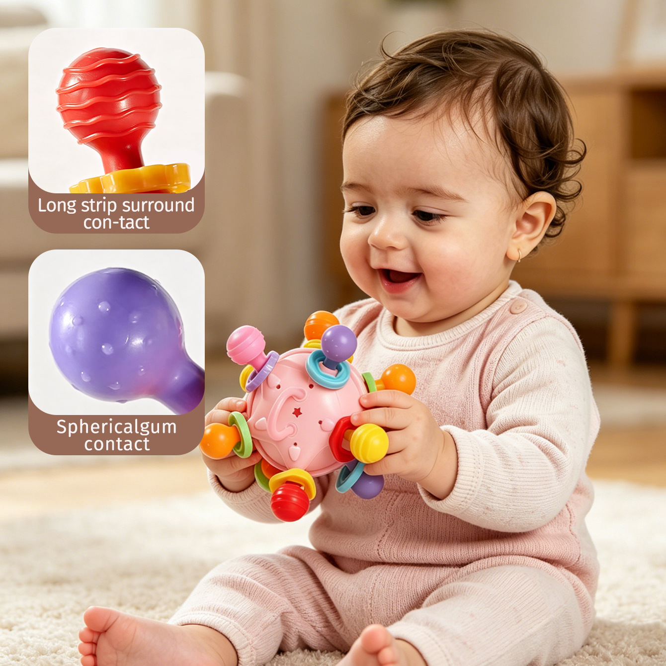 Sonajero de mano para bebé, bola atómica Manhattan hervible, juguete para recién nacido, venta al por mayor, transfronterizo Amazon
