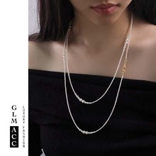 渐变珍珠秋冬高端毛衣链女轻奢小众高级感长款双层叠戴2026