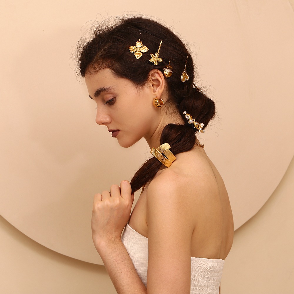 Corda per capelli di animali marini placcata in oro, corda per capelli unisex, design di nicchia esplosivo, coordinata con tutti gli accessori, in acciaio inossidabile_voghion.com