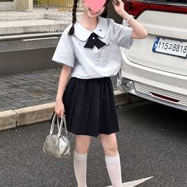 女童学院风套装2026新款儿童夏装小女孩独特漂亮衣服女大童百褶裙