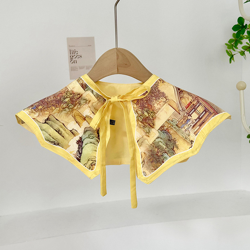 Cuello falso para niños, cuello falso de todo fósforo, cuello de hoja de loto, chal pequeño, cordones de alta calidad, chaleco pequeño de doble capa, bufanda de nube