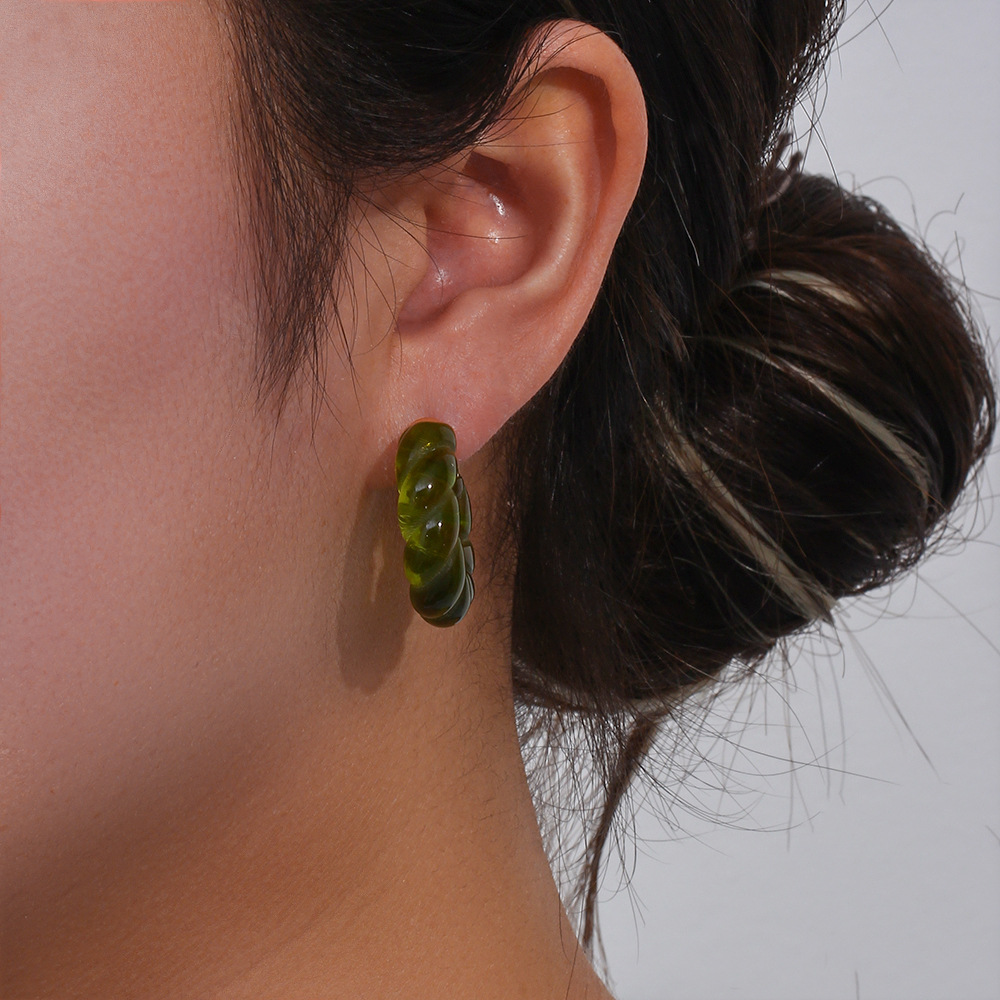 Fashion Summer Simplicity Jewelry Resin Acrylic Twist Stainless Steel Earrings