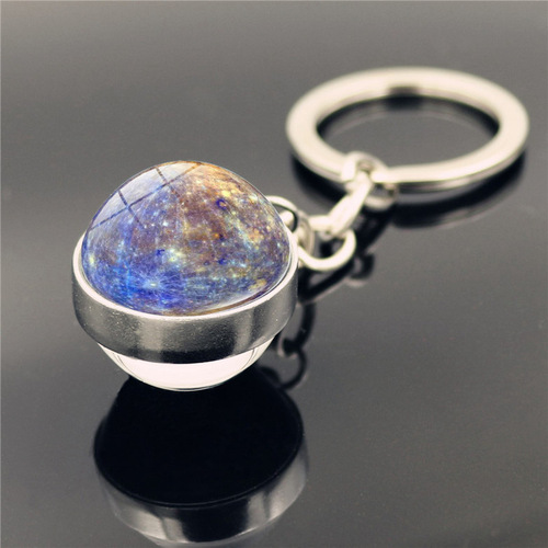 Solar system planet planet key chain pendant Galaxy nebula time gem metal key ring key chain pendant