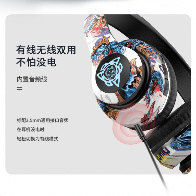 クロスボーダーP35ヘッドセットbluetoothヘッドセット無線耳麦国潮落書き新型発光ステレオ音楽運動|undefined