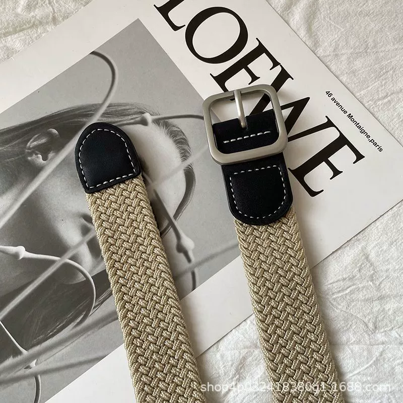Woven Belt, Unisex Jeans Belt, 3.0 cm Width, Elastic Braided Casual Style, 100 cm