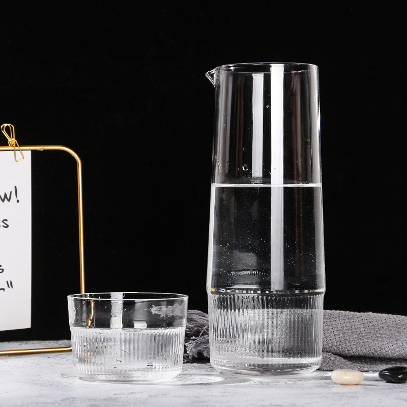 Creativa semi-vertical patrón de vidrio taza de agua del hogar de gran capacidad taza de jugo taza de té de La Raya Taza de Agua conjunto traje