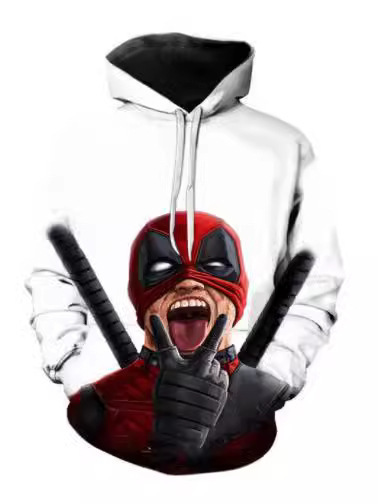 Deadpool's Men's and Women's Hats, Sweaters, Marvel Digital 3D Printed Casual Long-Sleeved Shirts, Spider-Man