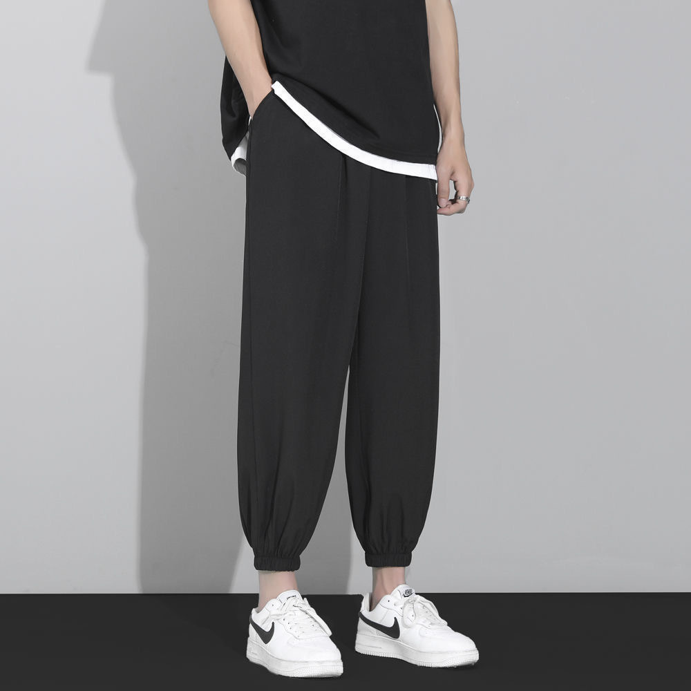 Pantalones casuales de otoño para hombres sueltos rectos versátiles pantalones cortos de moda de los hombres coreanos deportivos para estudiantes pierna ancha de los hombres