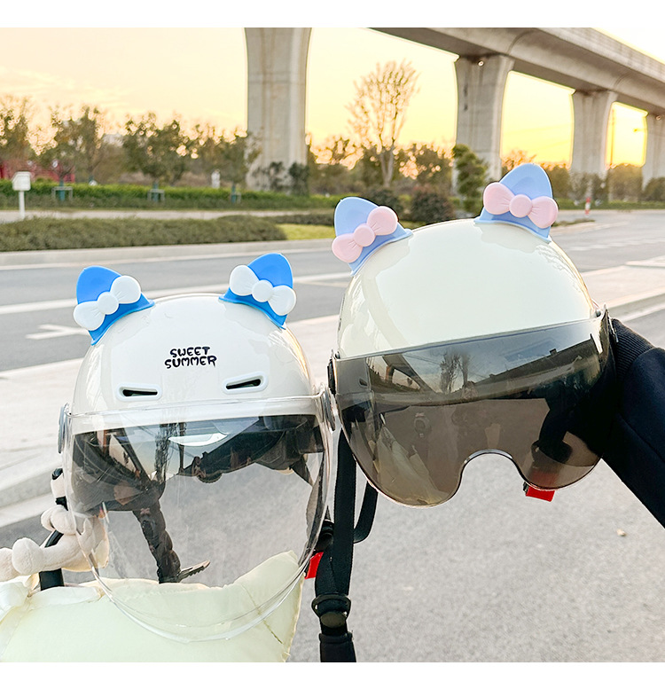 Helmet Decoration Ears Bow Cute Ski Helmet Accessories Electric Motorcycle Decor