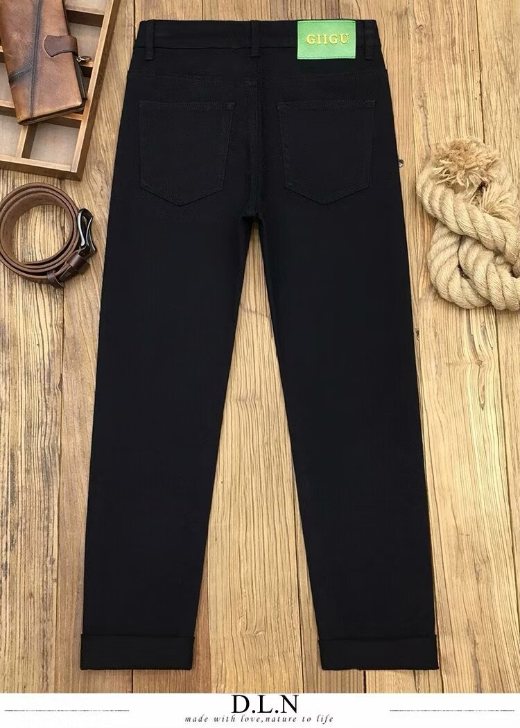 Versatile Fit Tapered Men's Slim Straight Teen Fashion Trendy Casual Jeans_mkmklike.com