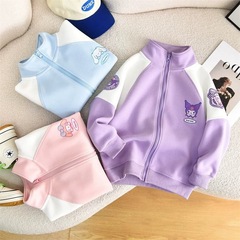 儿童女孩时尚学院风拉链卫衣外套女童春秋季新款洋气卡通休闲外套