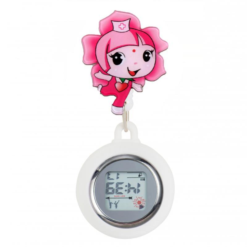 Reloj de enfermera de estiramiento multifuncional luminoso fuerte reloj colgante reloj electrónico digital retráctil de dibujos animados lindo clip cronómetro reloj de bolsillo